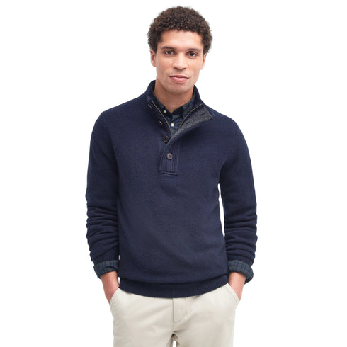 Maglia Uomo con mezza zip e bottoni, in pura lana